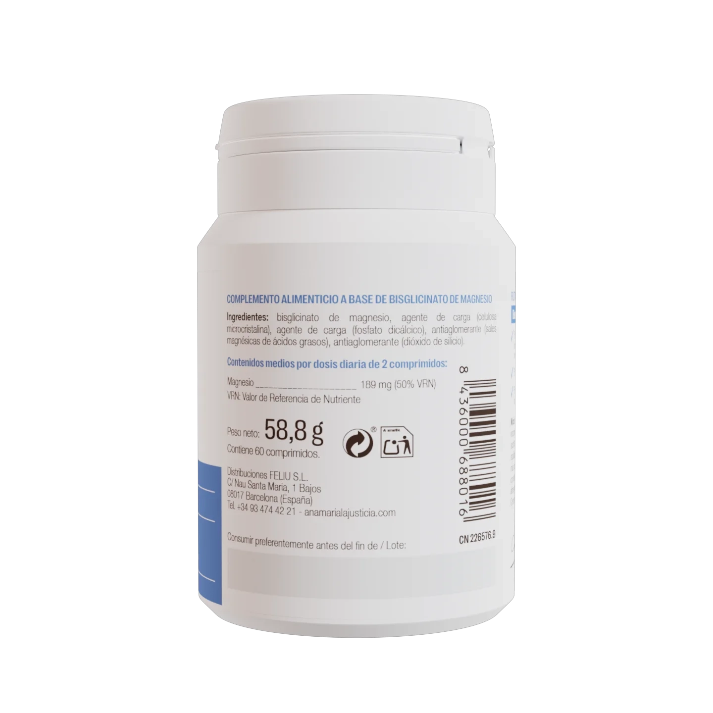 High-Absorption Magnesium Bisglycinate (60 Tablets)