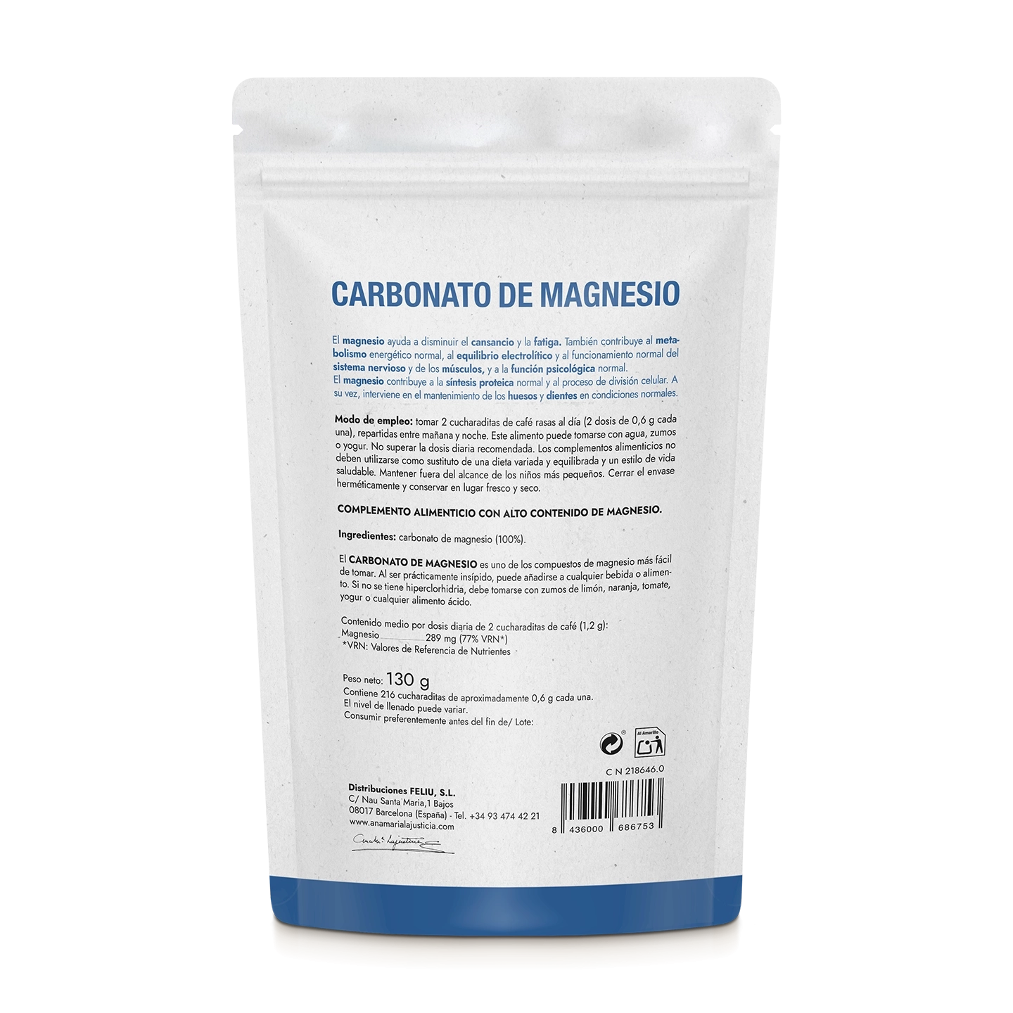 Carbonato de Magnesio – en polvo 130 g (Doypack)