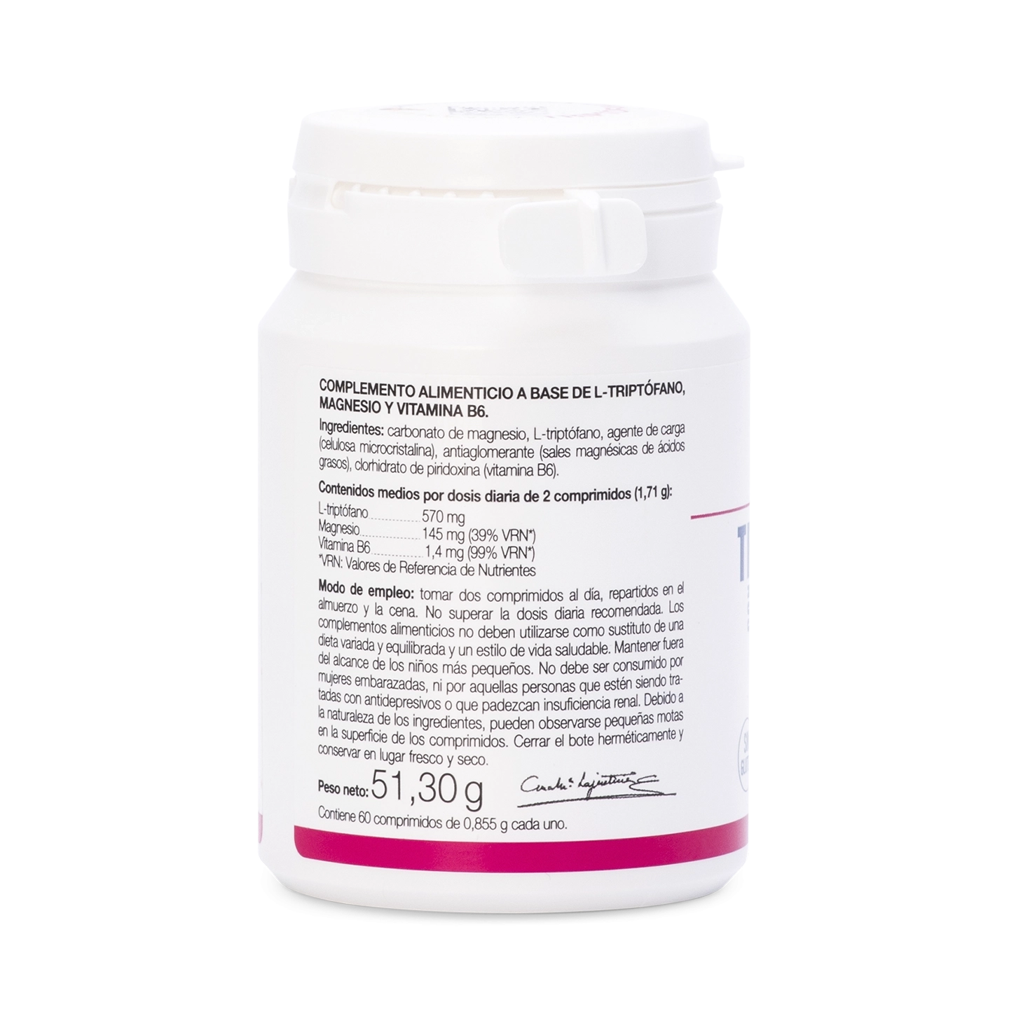 Triptófano con Magnesio y Vitamina B6 – 60 comp.