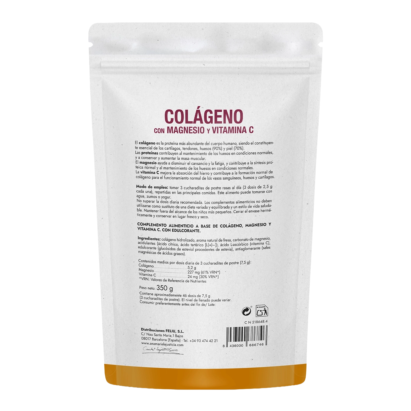 Colágeno con Magnesio y Vit. C – Fresa 350 g Doypack
