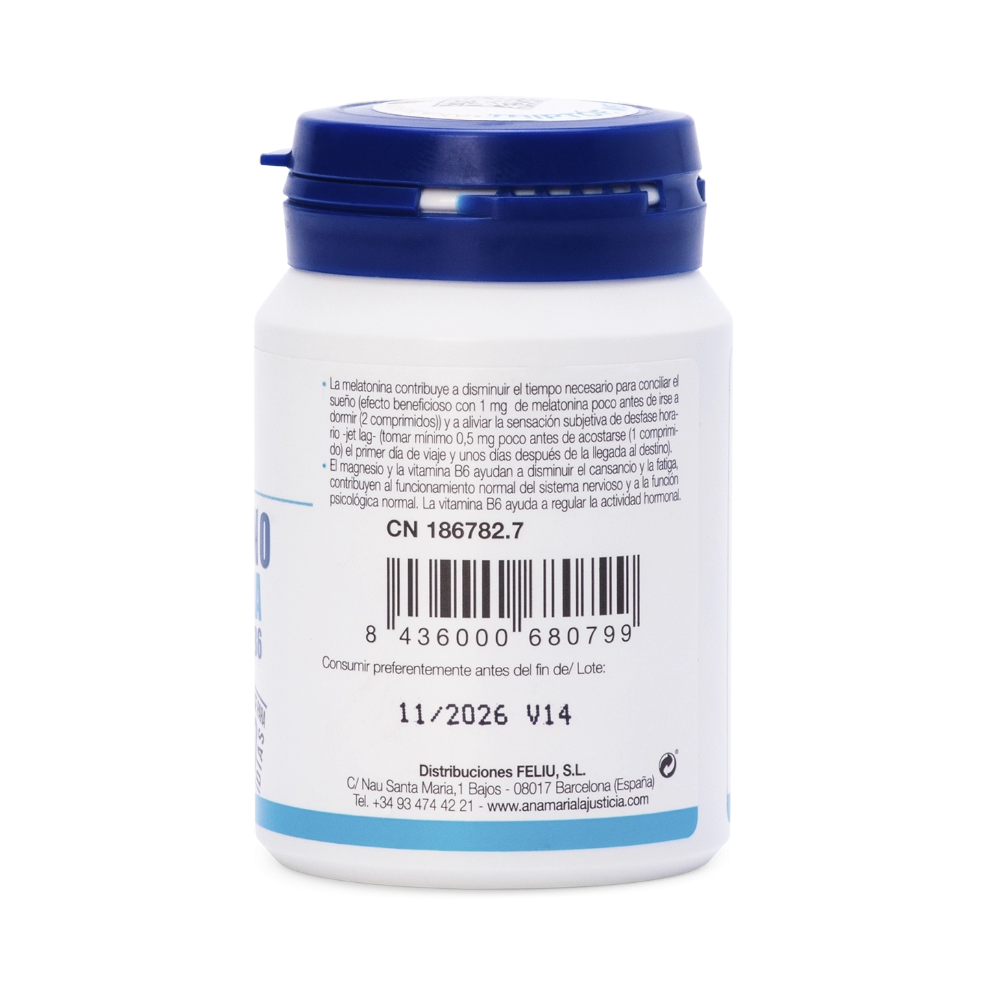 Triptófano con Melatonina, Magnesio y Vit. B6 60 comp.