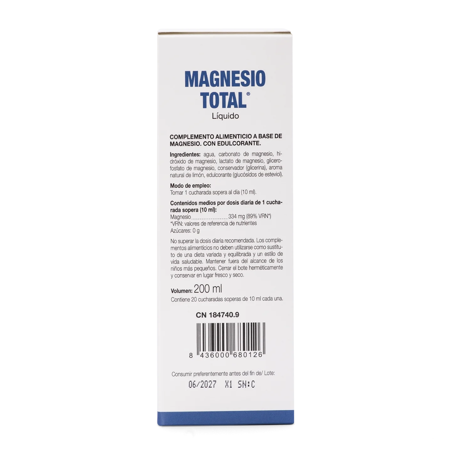 Magnesio Total Bebible Sabor Limón (200 ml)