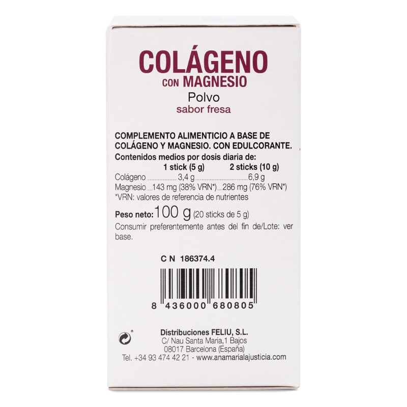 COLAGENO CON MAGNESIO Sabor fresa (20 sticks)