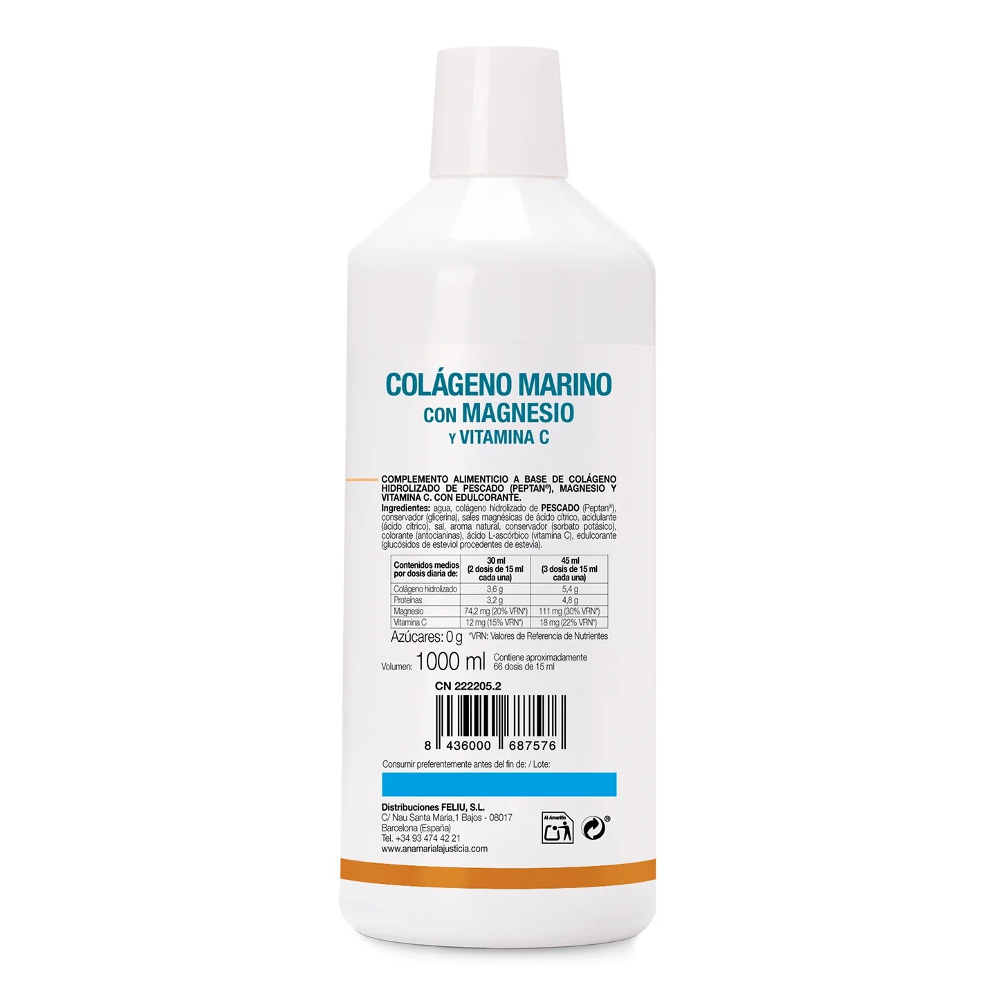 Hydrolysed Marine Collagen with Magnesium and Vitamin C, Cherry Flavour (1 L)