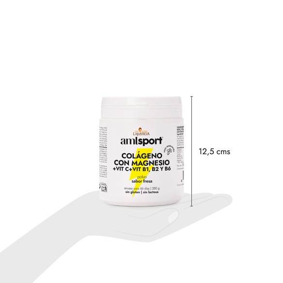 COLAGENO CON MAGNESIO + VIT.C + VIT.B1.B2.B6 Sabor fresa (350 gr) - Polvo AMLSPORT