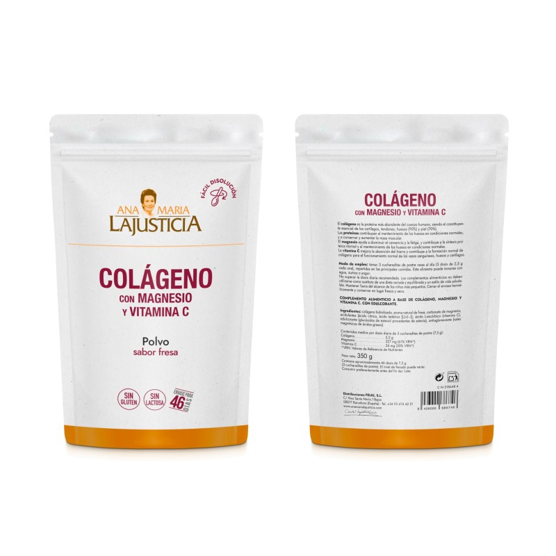 COLÁGENO CON MAGNESIO + VIT.C Sabor fresa (350 gr) - formato DOYPACK