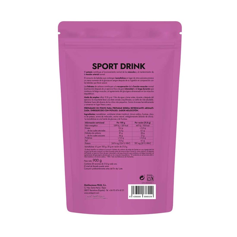 SPORT DRINK (900 GR) SABOR MELOCOTON AMLSPORT
